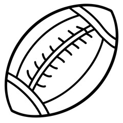 A black and white outline illustration of an American football, emphasizing its shape and the pattern of the laces