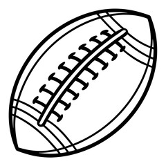 A black and white outline illustration of an American football, emphasizing its shape and the pattern of the laces