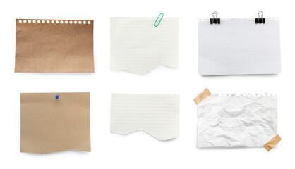 Different notebook sheets isolated on white, set