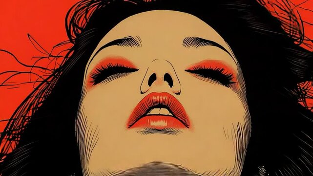 Woman portrait artistic style red circle