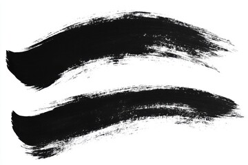 Two sweeping black paint brushstrokes
