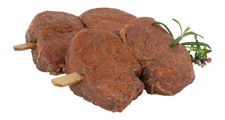 Beef Skewers with Rosemary cut out isolated transparent background