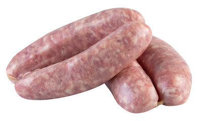 Fresh pork sausage cut out isolated transparent background
