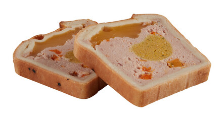 Bread slices with filling cut out isolated transparent background