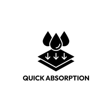 Highly absorbent or fast absorption icon set. Absorption label, logo, badge, symbol, emblem, line, flat vector, isolated illustration. Fast absorption label for product packaging design.