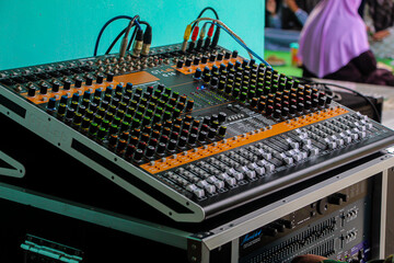 Tulungagung, Indonesia April 28, 2025: Audio mixer to control music or sound at an event