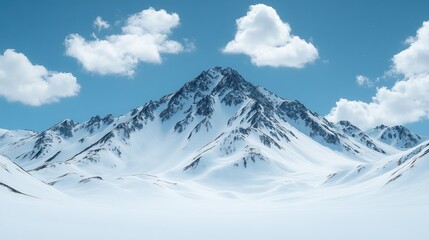 Obraz premium Snowy mountain peak under a clear blue sky