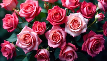 Obraz premium Intricate blooming roses, densely packed, vibrant hues, buds, background