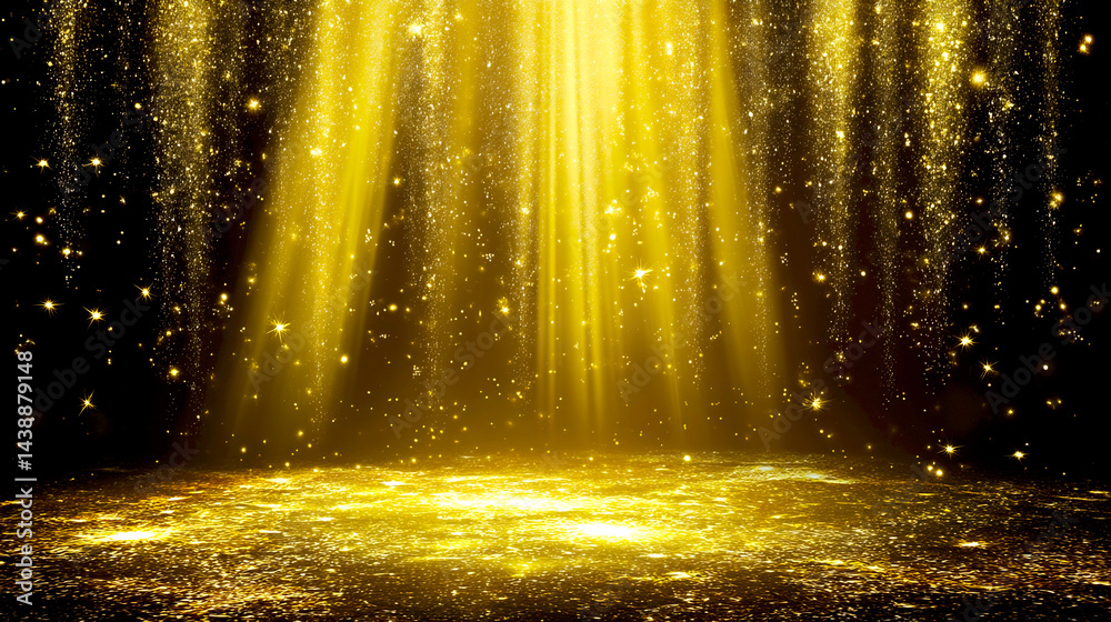 Poster stunning golden light rays shining through the darkness creating a magical and enchanting atmosphere