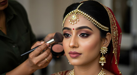 Indian Bride's Radiant Transformation: Makeup Magic Unveiled! Stunning Wedding Beauty, Bridal Glam, and Exquisite Jewelry.