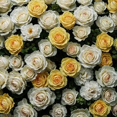 Yellow and white roses background