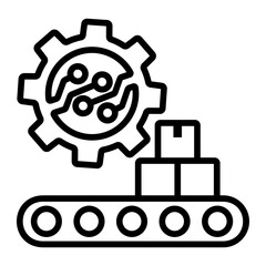 smart factory Line Icon