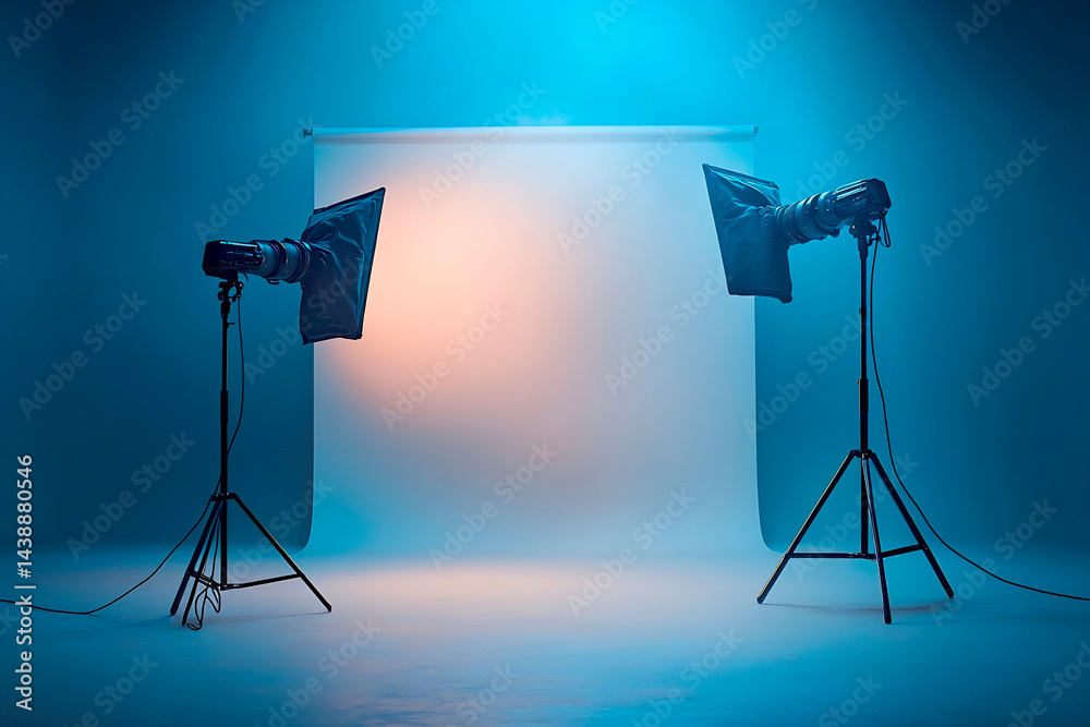 Aufkleber professional photography studio setup with lights and backdrop for portraits : generative ai