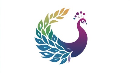 Fototapeta premium Colorful Peacock Design on White Background