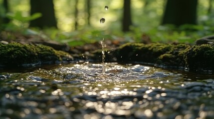 Fototapeta premium Forest spring water droplet splash