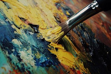 Vibrant oil paints on canvas, artist's brush stroke