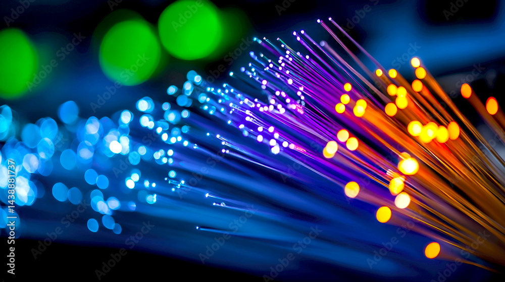 Aufkleber vibrant and colorful fiber optic cables displaying brilliant light effects in a hightech environment