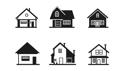 Fototapeta premium Various House Icons on White Background (2)