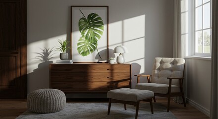 Comfortable Living Room Interior with Armchair and Natural Light