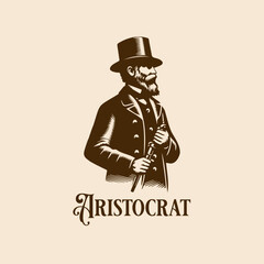 vector illustration of a man wearing top hat