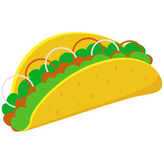 Mexican taco food. Tacos Food Illustration Set. Flat Design. Isolated Vector. Pro Vector