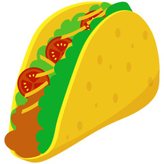 Mexican taco food. Tacos Food Illustration Set. Flat Design. Isolated Vector. Pro Vector