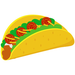 Mexican taco food. Tacos Food Illustration Set. Flat Design. Isolated Vector. Pro Vector