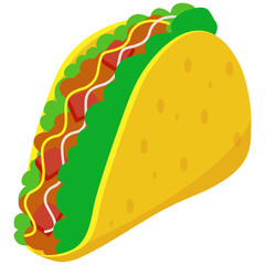 Mexican taco food. Tacos Food Illustration Set. Flat Design. Isolated Vector. Pro Vector