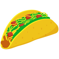Mexican taco food. Tacos Food Illustration Set. Flat Design. Isolated Vector. Pro Vector