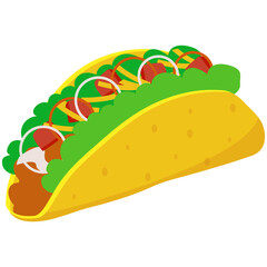 Mexican taco food. Tacos Food Illustration Set. Flat Design. Isolated Vector. Pro Vector