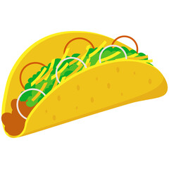 Mexican taco food. Tacos Food Illustration Set. Flat Design. Isolated Vector. Pro Vector
