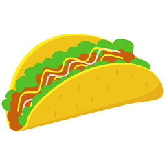 Mexican taco food. Tacos Food Illustration Set. Flat Design. Isolated Vector. Pro Vector