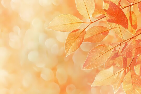 Serene autumn leaves bathed in warm golden sunlight showcasing nature s gentle beauty and the tranquil season s charm