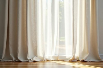 Simple linen curtains, neutral tones, soft light, photography backdrop, texture, photography