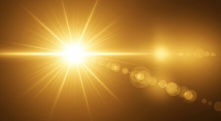 Obraz premium Golden Light Burst with Lens Flare and Glowing Rays Effect