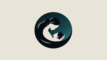 Obraz premium Mother and Child Silhouette at Night