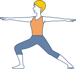 戦士のポーズをする女性（シンプル）