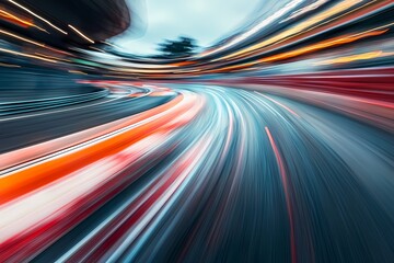 Dynamic race track speed blur vibrant colors motion energy abstract art long exposure photography
