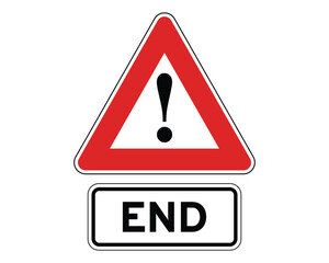 End of General Caution Zone, Traffic Regulation Termination Notice – High Quality Vectorial Stock Image