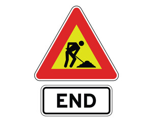 End of Roadworks Zone, Hazard Termination Notice &ndash; High Quality Vectorial Stock Image