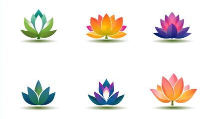 Obraz premium Colorful lotus flower icons (1)