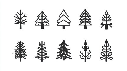 Obraz premium Simple Tree Line Icons