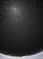 Obraz premium Delicate snow flurries descend on an inky black void , snow, digital