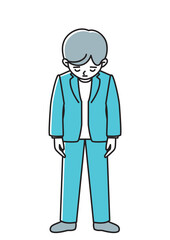 Fototapeta premium 落ち込んでいるビジネスマンの正面向きベクターイラスト