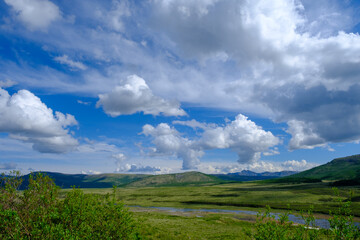 View above river, nature landscape. Buryatia. Siberia.