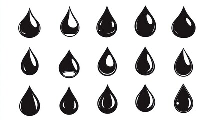 Collection of Black Drop Shapes
