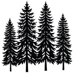 Obraz premium Larch trees icon set isolated on white background