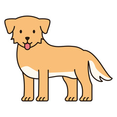 GOLDEN RETRIEVER DOG cute animal doodle kawaii Japanese style illustration single icon drawing element clean flat vector