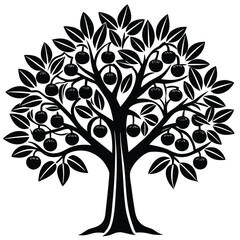 Orange trees icon set isolated on white background