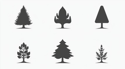 Obraz premium Tree Silhouettes, Vector Icons, Graphic Design